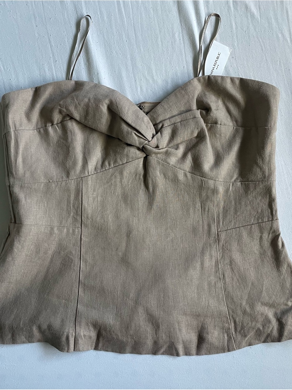 Banana Republic Linen-Blend Twist-Front Cami, Size 6, Taupe, NWT